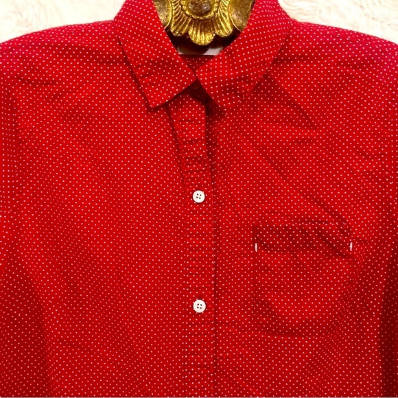 Lands' End Canvas Red Ivy Prep Classic Coastal Cowgirl Cotton Shirt Womens Small - Picture 2 of 6